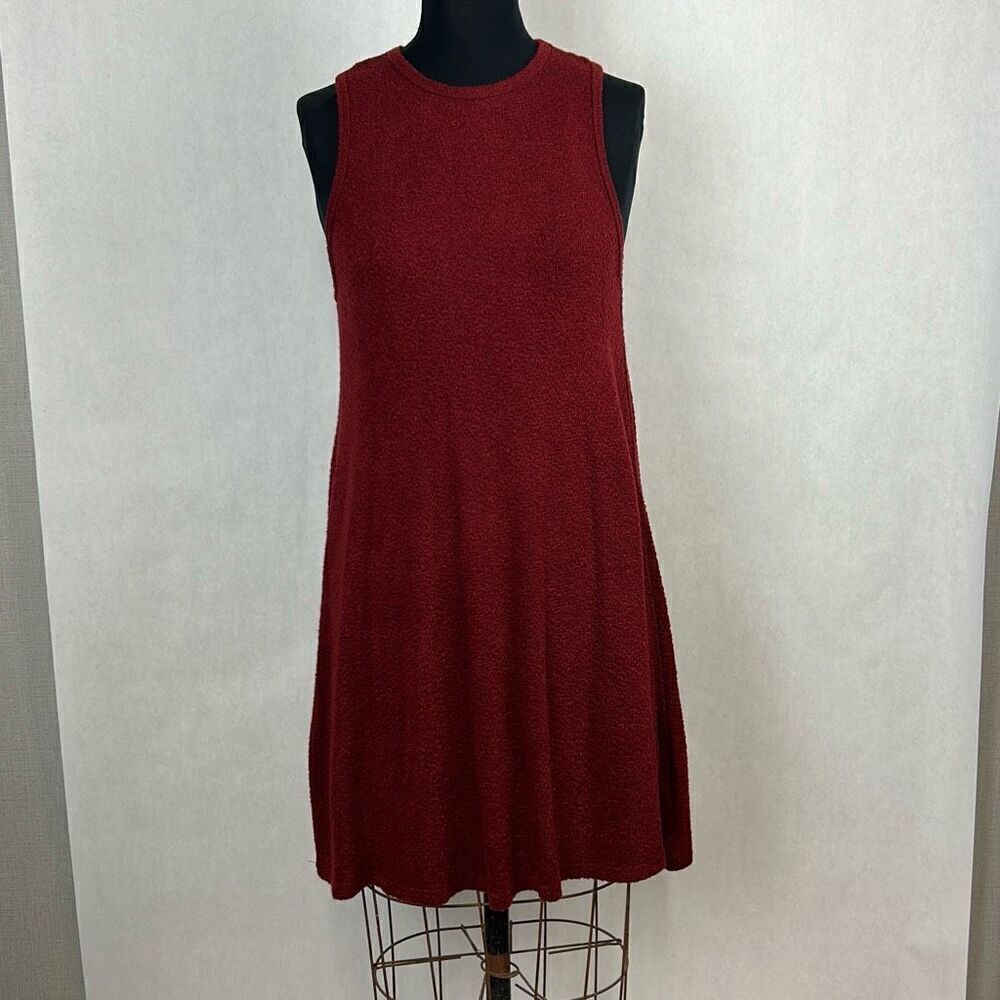 PPLA Clothing Flowy Tunic Tank Dress Sz Medium Burgundy Maroon Knit